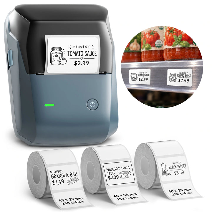 NIIMBOT B1 Pro Label Printer for Supermarket Price Tags, Wireless Bluetooth Barcode & Shelf Label Maker