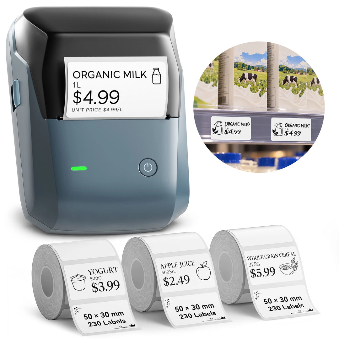 NIIMBOT B1 Pro Label Printer for Supermarket Price Tags, Wireless Bluetooth Barcode & Shelf Label Maker