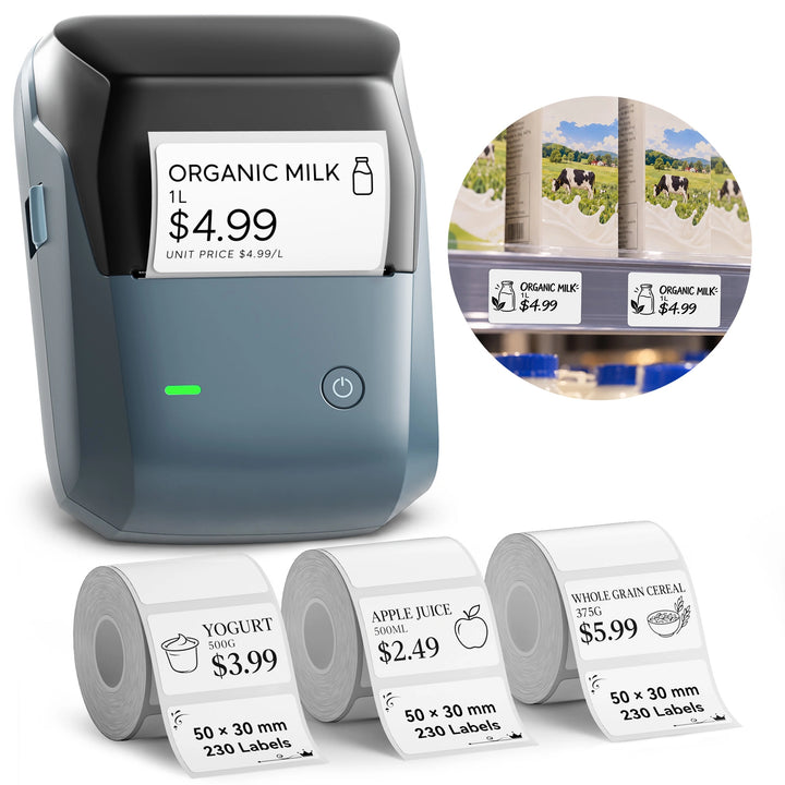 NIIMBOT B1 Pro Label Printer for Supermarket Price Tags, Wireless Bluetooth Barcode & Shelf Label Maker
