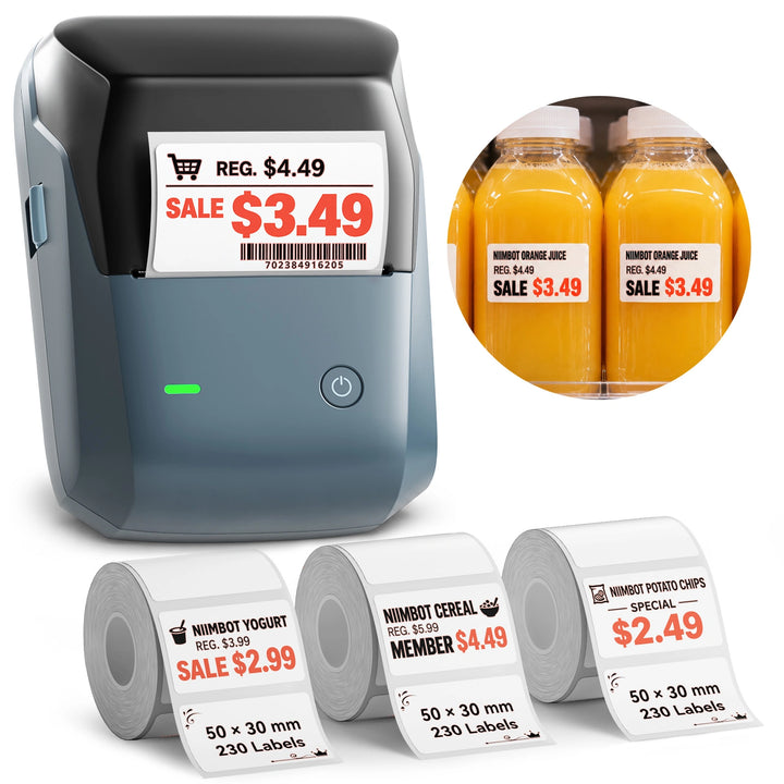 NIIMBOT B1 Pro Label Printer for Supermarket Price Tags, Wireless Bluetooth Barcode & Shelf Label Maker
