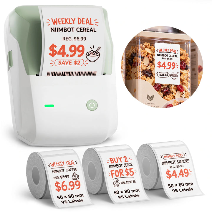 NIIMBOT B1 Pro Label Printer for Supermarket Price Tags, Wireless Bluetooth Barcode & Shelf Label Maker