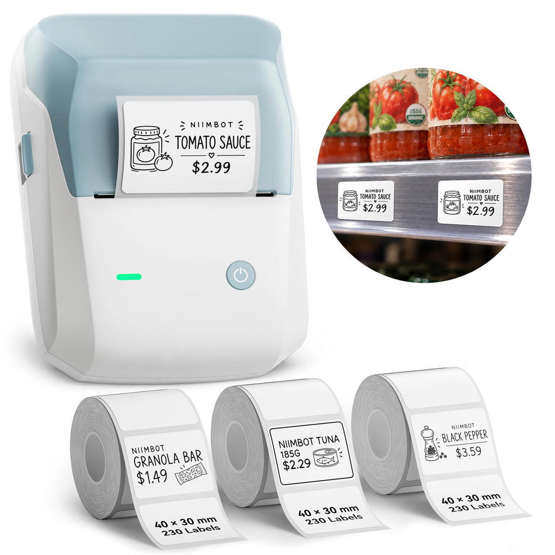 NIIMBOT B1 Pro Label Printer for Supermarket Price Tags, Wireless Bluetooth Barcode & Shelf Label Maker