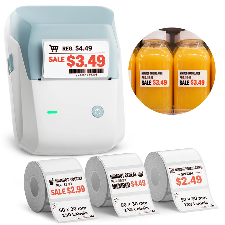 NIIMBOT B1 Pro Label Printer for Supermarket Price Tags, Wireless Bluetooth Barcode & Shelf Label Maker