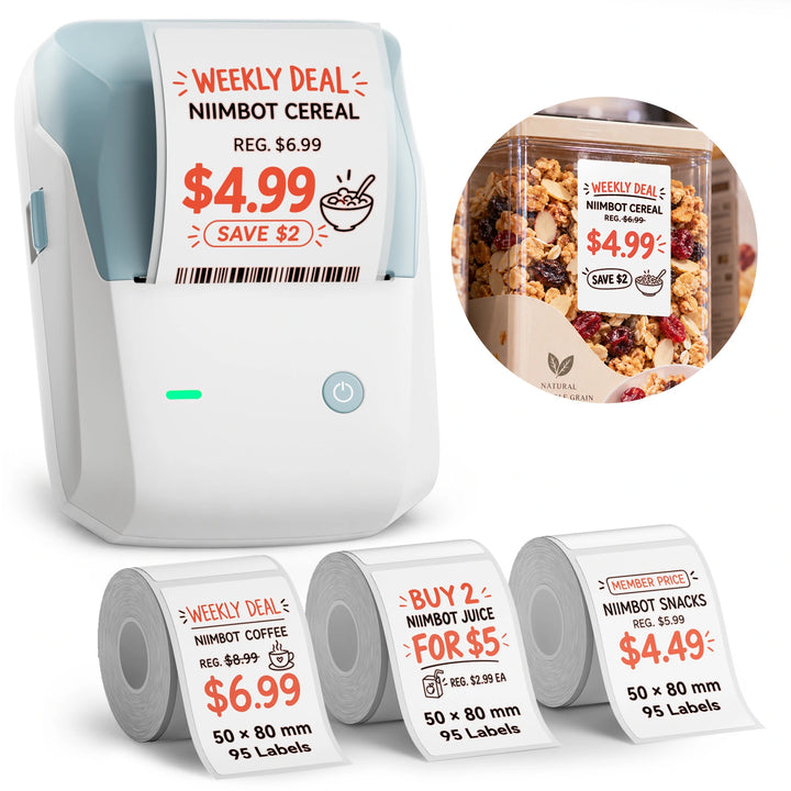 NIIMBOT B1 Pro Label Printer for Supermarket Price Tags, Wireless Bluetooth Barcode & Shelf Label Maker