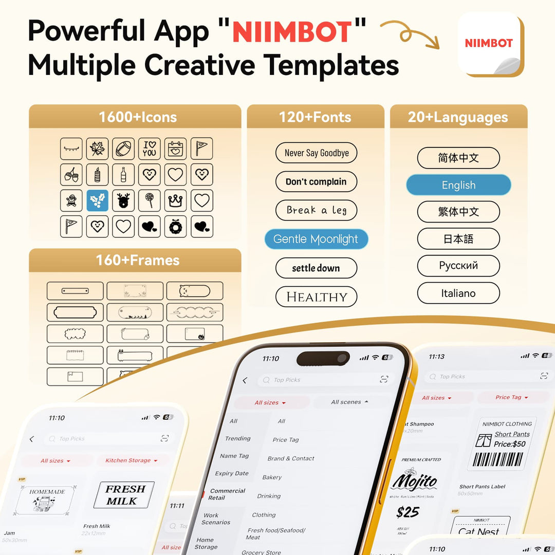 NIIMBOT B2 Pro 300 DPI High Definition, Portable Thermal Label Printer with Fun APP for Photos, Scrapbook, Home, School Organization