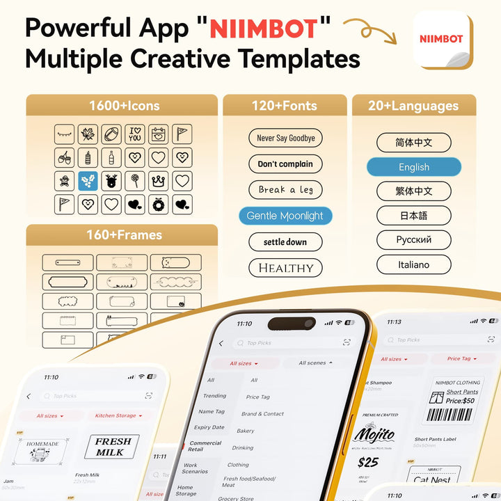 NIIMBOT B2 Pro 300 DPI High Definition, Portable Thermal Label Printer with Fun APP for Photos, Scrapbook, Home, School Organization