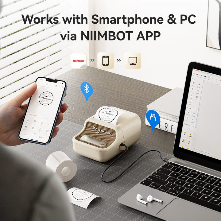 Impresora térmica de etiquetas Bluetooth NIIMBOT B21, eficiente para el hogar, la oficina y los negocios
