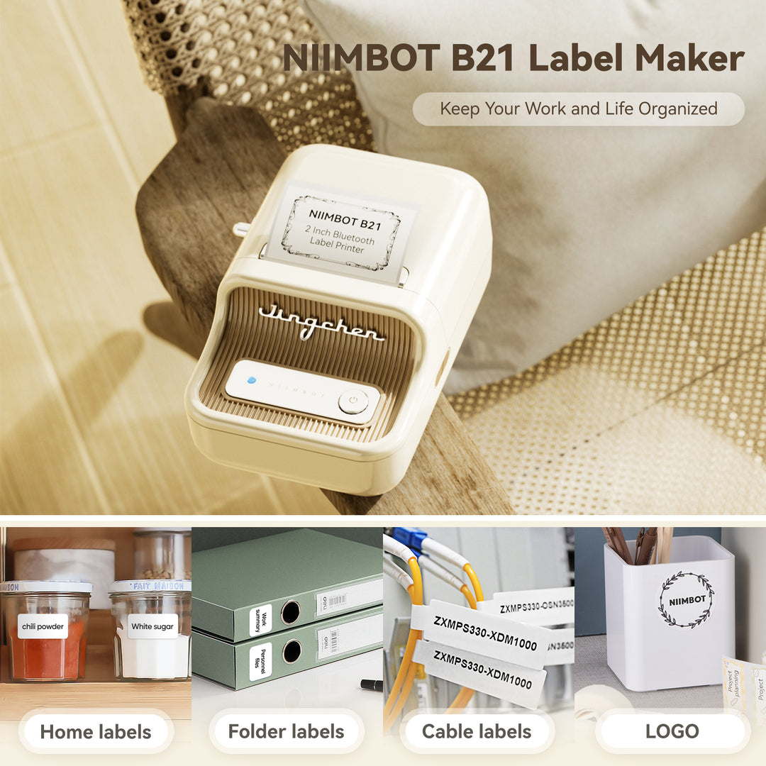 Impresora térmica de etiquetas Bluetooth NIIMBOT B21, eficiente para el hogar, la oficina y los negocios