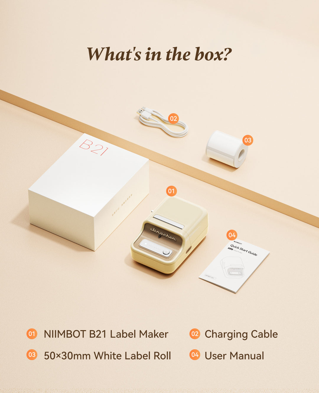 Impresora térmica de etiquetas Bluetooth NIIMBOT B21, eficiente para el hogar, la oficina y los negocios