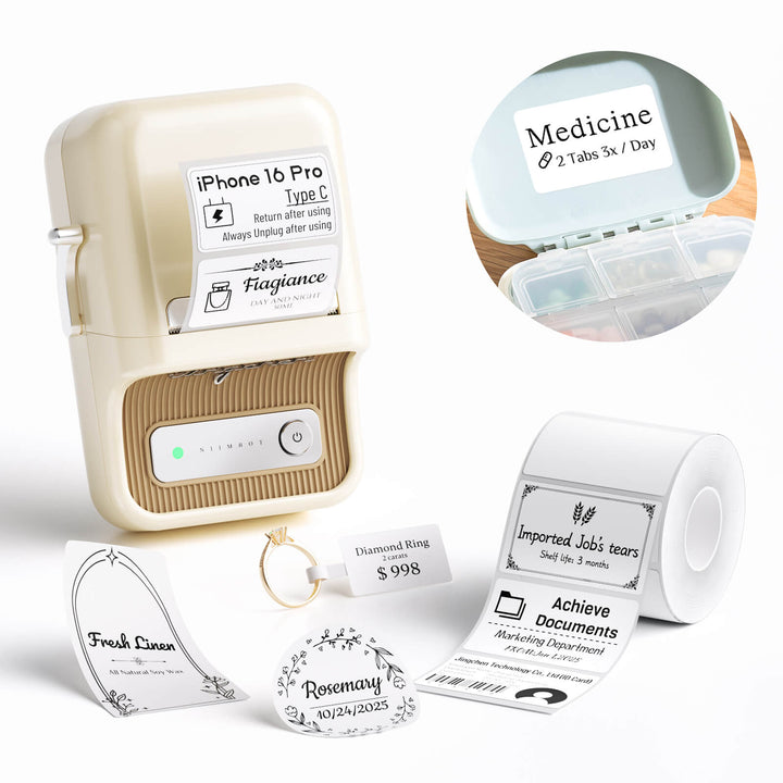 NIIMBOT B21 Bluetooth Thermal Label Printer, Efficient for Home, Office, Business