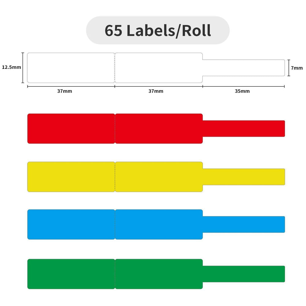 NIIMBOT Cable Labels 0.49" x 4.29"-65pcs (12.5 x 109mm)for D11/D110/D101 - NIIMBOT