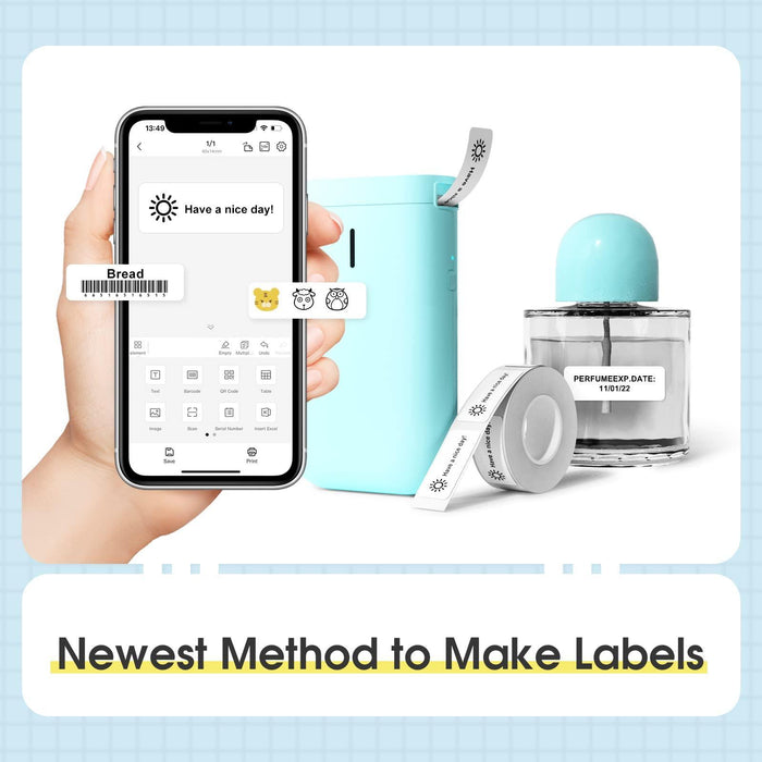 Niimbot Label Maker Machine Tape Included D11 Portable Wireless Connection Label Printer Multiple Templates Available for Phone Pad Easy to Use Office