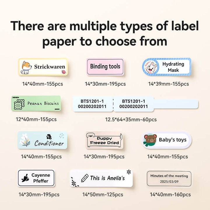 The multiple types of label paper for NIIMBOT D110 Label Maker