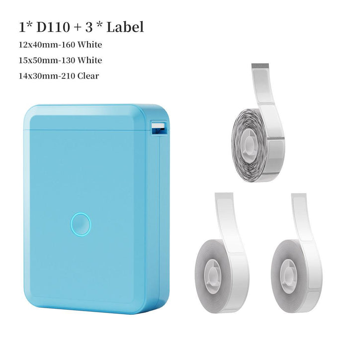 D110 Portable Rechargeable Mini Label Printer with Tape White — NIIMBOT
