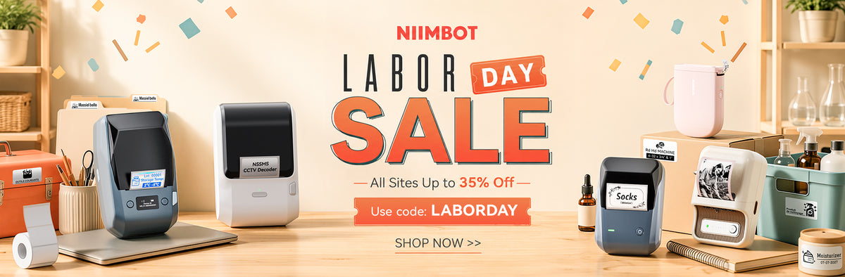 Niimbot Labor Day holiday sale banner, special discount on label makers