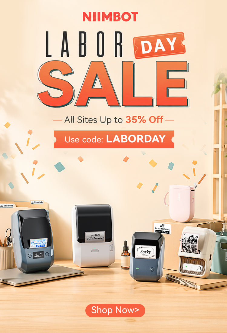 Niimbot Labor Day holiday sale banner, special discount on label makers