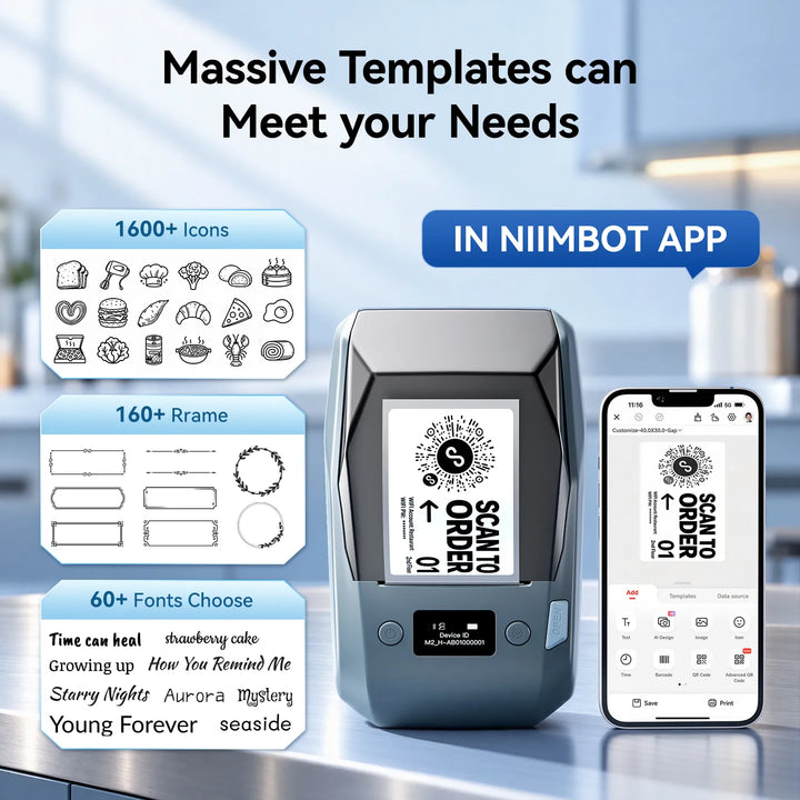 NIIMBOT M2 Thermal Transfer Label Maker for Commercial Kitchen & Food Prep