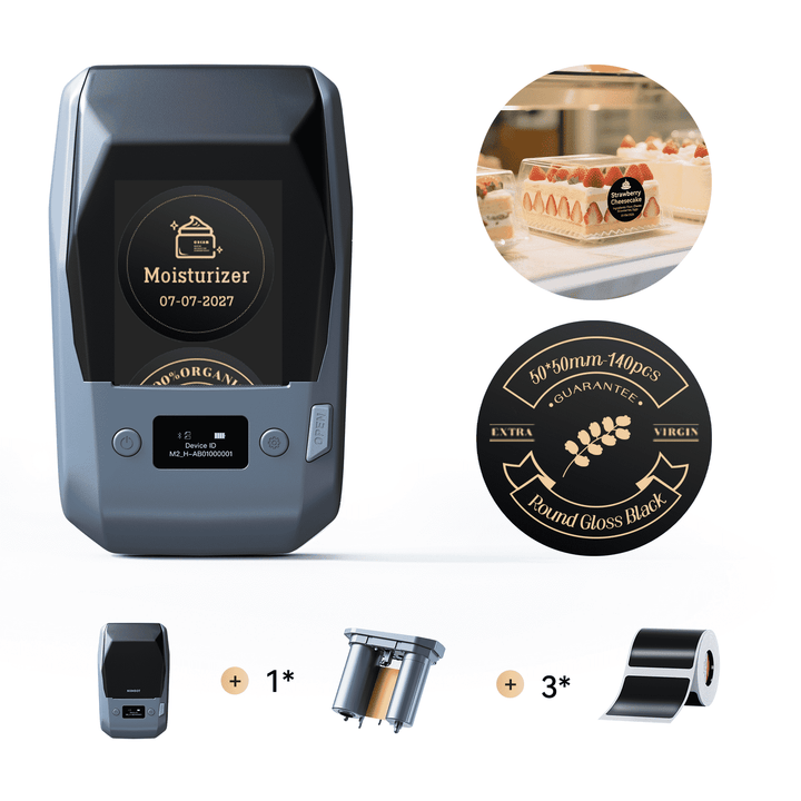 NIIMBOT M2 Black & Gold Label Printer Set: Supports Smart Color Printing Ideal for Various Vial Bottles and Vial Applications