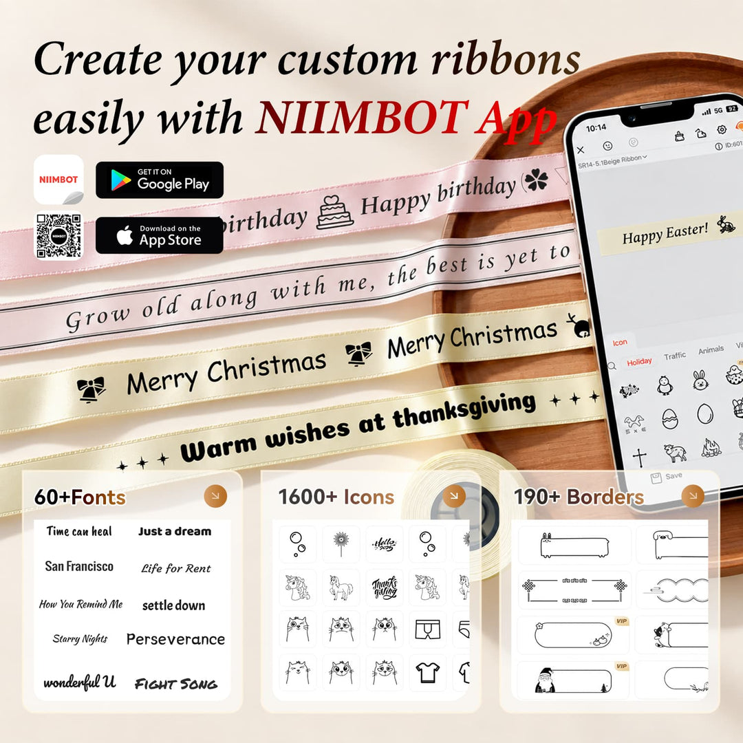 Niimbot N1 Smart Bluetooth Label Maker Machine, Handheld Thermal Transfer Printer for Gift Wrapping Ribbon, Home Storage Labels, Office Files, Jewelry Tags