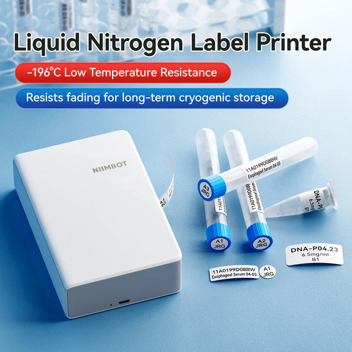 NIIMBOT N1 Liquid Nitrogen Label Printer, Thermal Transfer for -196°C Research, Lab, Biomedicine, Food and Cold-chain Use
