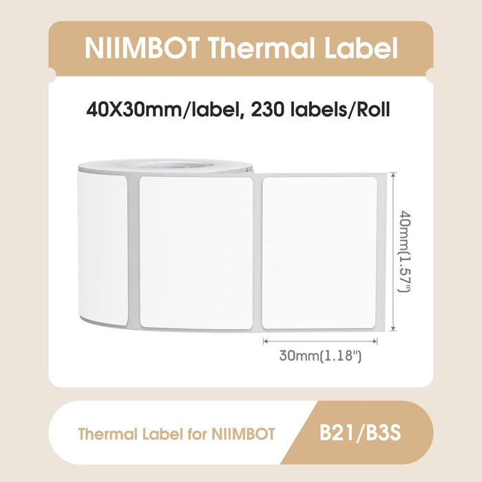 NIIMBOT Label 1.97" x 1.18"-230pcs(50×30 mm) for B1/B21/B3S - NIIMBOT